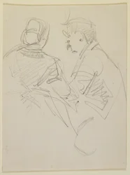 Zwei Figuren, 1858 (Bleistift auf beigem Velinpapier)